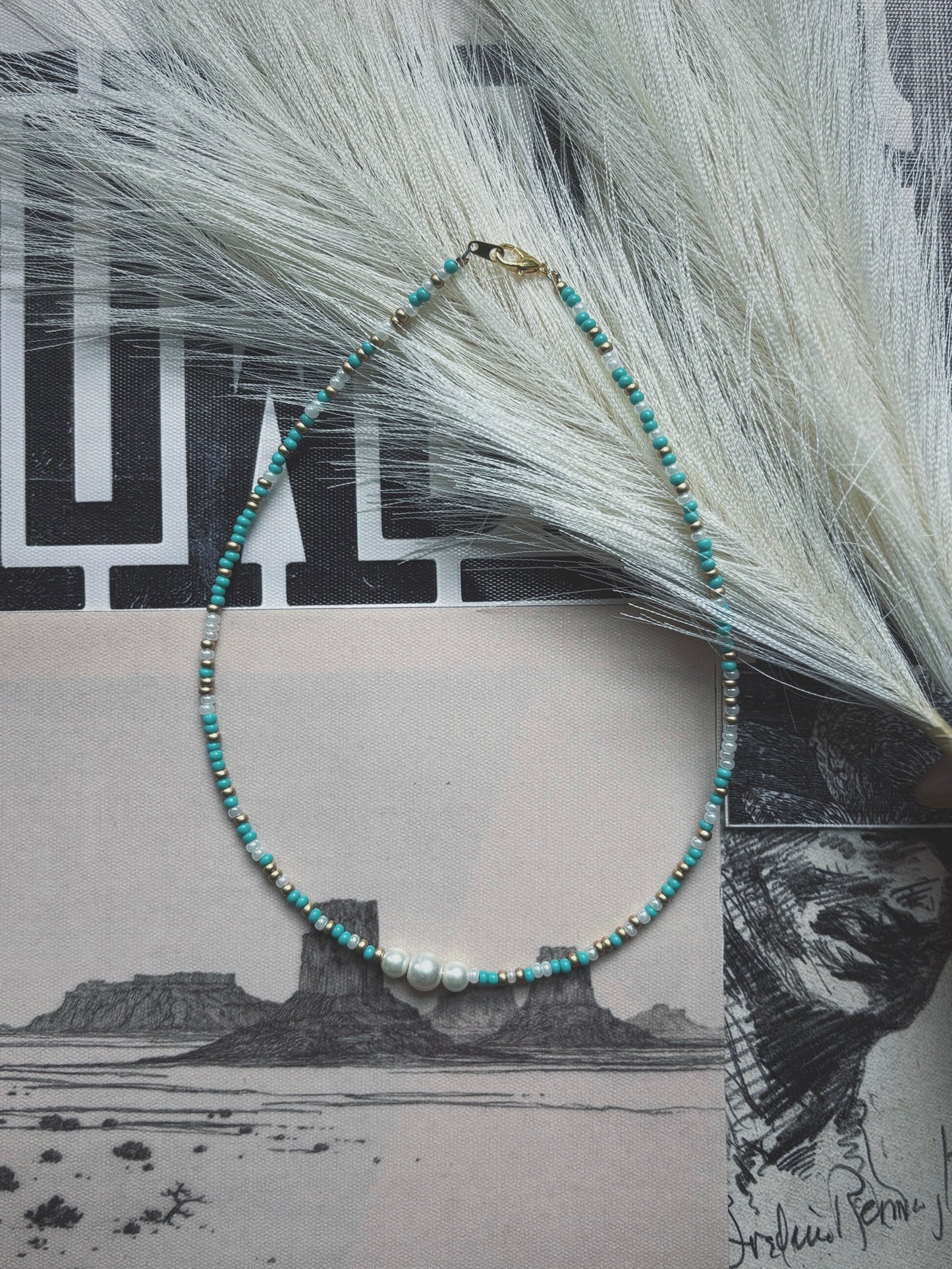 Golden pearl necklace